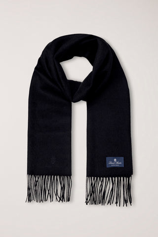FRINGED CASHMERE MUFFLER BLACK