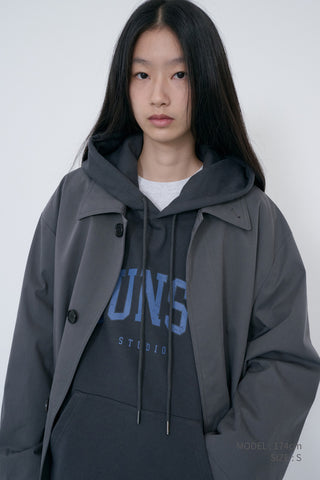 UNISEX ARCH LOGO HOODIE CHARCOAL GREY