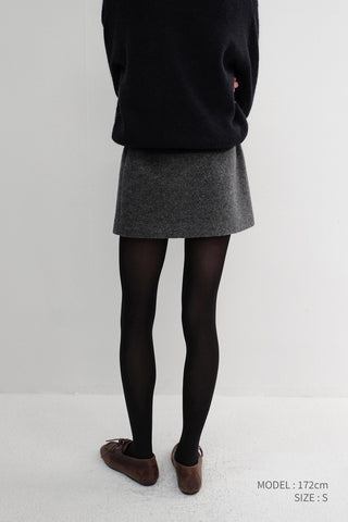 WOOL MINI SKIRT MELANGE GREY