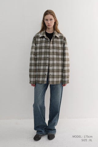 UNISEX QUILTED FLANNEL SHIRT KHAKI CHECK