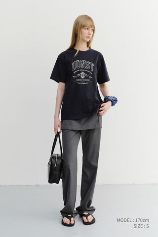 SKIRT LAYERED SLIM PANTS CHARCOAL GREY STRIPE