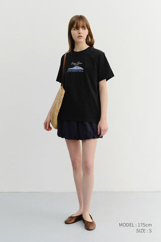 UNISEX SUMMER HOLIDAY CAR T-SHIRT BLACK