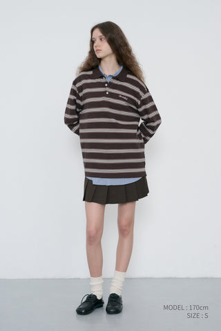 PLEATS MINI SKIRT BROWN