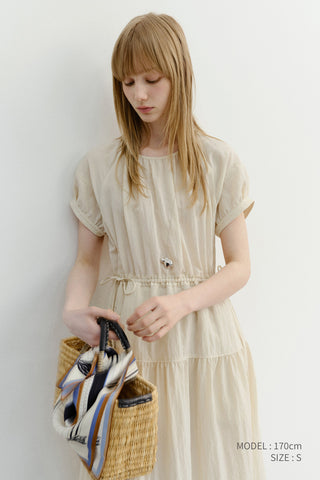 HALF SLEEVE DRESS LIGHT BEIGE
