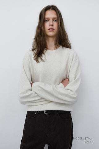 UNISEX ESSENTIAL CREWNECK SWEATER MELANGE IVORY