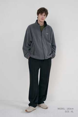 UNISEX ZIP-UP FLEECE SWEATSHIRT CHARCOAL GREY