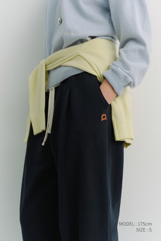 UNISEX LEATHER LOGO WIDE SWEAT PANTS FRENCH NAVY
