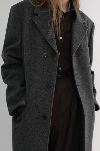 UNISEX 2-WAY 3 BUTTON CASHMERE COAT CHARCOAL GREY