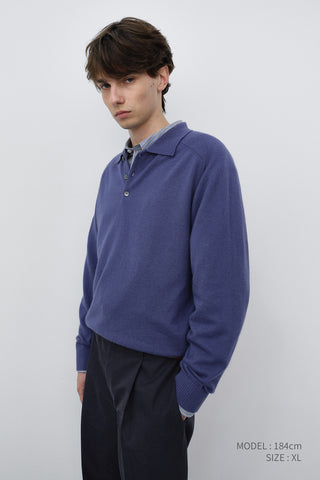 UNISEX COLLARED SWEATER WASHED BLUE