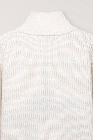 UNISEX HIGH NECK BUTTON CARDIGAN CREAM