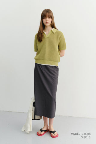 UNISEX CHUNKY POLO KNIT OLIVE