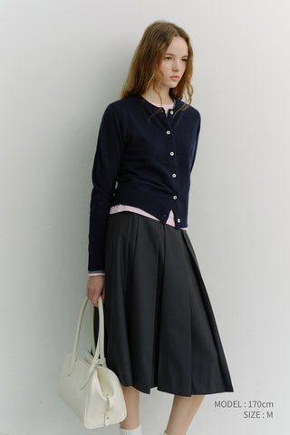 ESSENTIAL CREWNECK KNIT CARDIGAN DARK NAVY