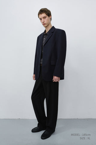 UNISEX CLASSIC 3 BUTTON WOOL BLAZER NAVY STRIPE