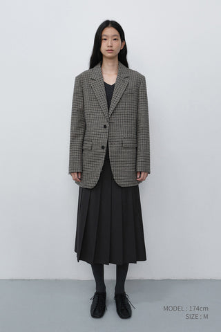UNISEX CLASSIC 2 BUTTON WOOL BLAZER BEIGE CHECK