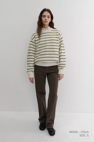 UNISEX STRIPED CHUNKY SWEATER IVORY