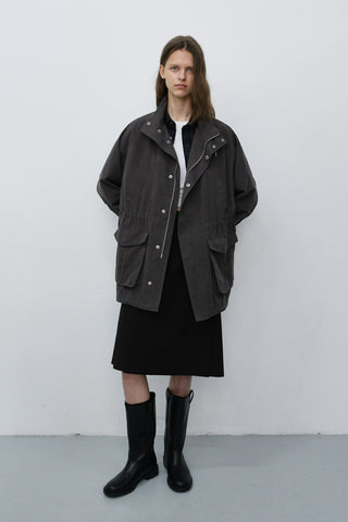 UNISEX MODERN FIELD JACKET WASHED CHARCOAL GREY