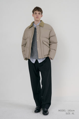 UNISEX COLLARED GOOSE DOWN JACKET BEIGE