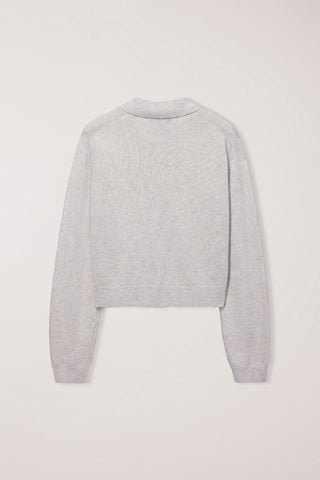 UNISEX COLLARED KNIT CARDIGAN LIGHT MELANGE GREY