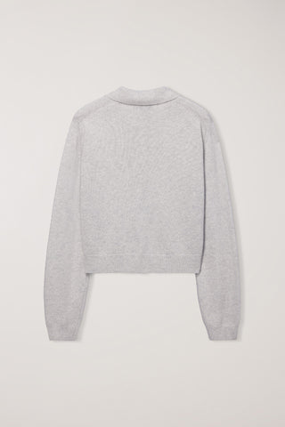 UNISEX COLLARED KNIT CARDIGAN LIGHT MELANGE GREY