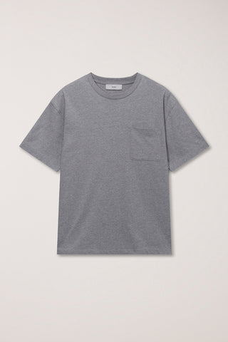 UNISEX LAYERED SET-UP T-SHIRT MELANGE GREY OFF WHITE