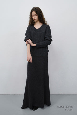 UNISEX CASHMERE V-NECK SWEATER CHARCOAL GREY