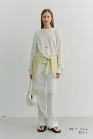 UNISEX BUTTONED CREWNECK SWEATER IVORY