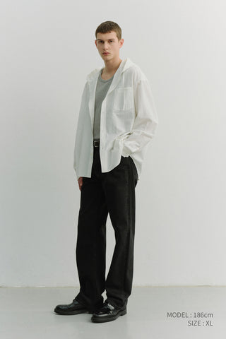 UNISEX CLASSIC HOODED SHIRT WHITE CHECK