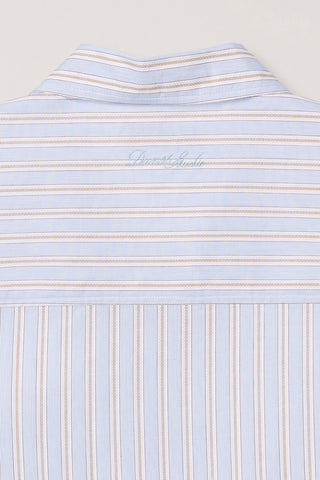 CROPPED OPEN COLLARED STRIPED SHIRT BEIGE STRIPE