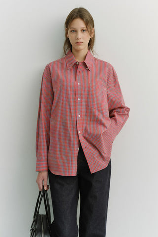 UNISEX OVERSIZED BD CHECKED SHIRT RED CHECK