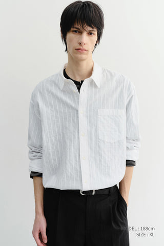UNISEX CLASSIC OVERSHIRT WHITE STRIPE