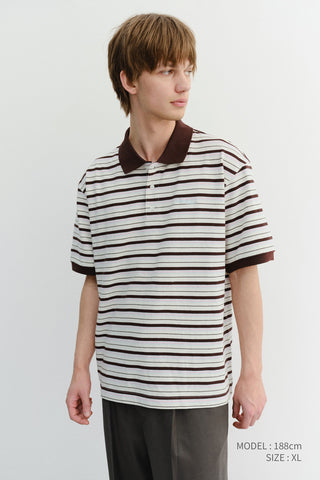 UNISEX STRIPED POLO SHIRT BROWN