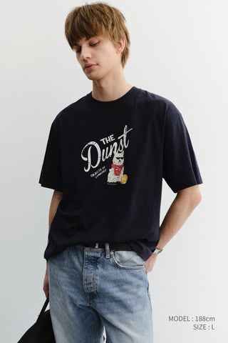UNISEX DRAWING PUPPY T-SHIRT FRENCH NAVY