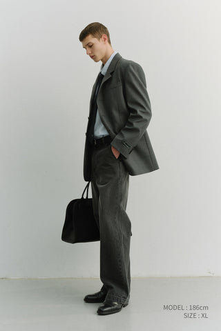 UNISEX 3 BUTTON WOOL BLAZER CHARCOAL GREY