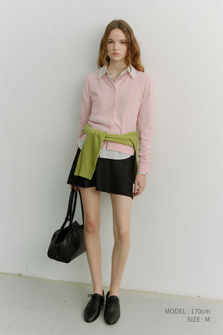 ESSENTIAL CREWNECK KNIT CARDIGAN SOFT PINK