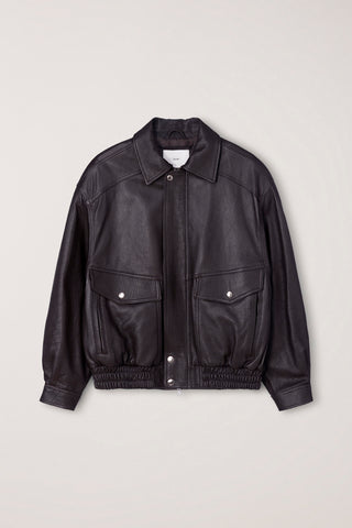 UNISEX OVERSIZED VINTAGE LEATHER BLOUSON BROWN