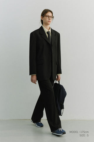 UNISEX 3 BUTTON WOOL BLAZER BLACK