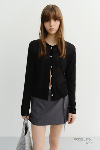 SUMMER ESSENTIAL CREWNECK CARDIGAN BLACK