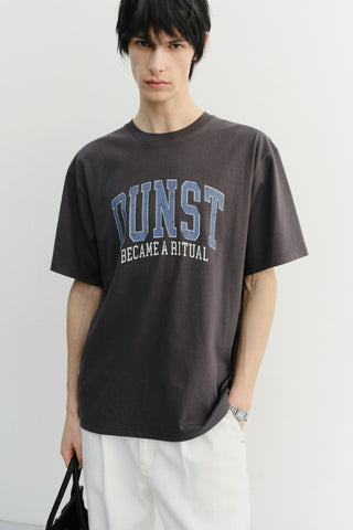 UNISEX VINTAGE ARCH LOGO T-SHIRT CHARCOAL GREY