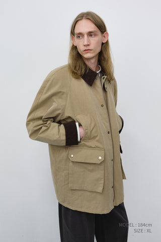 UNISEX WAXED COTTON HUNTING JACKET BEIGE
