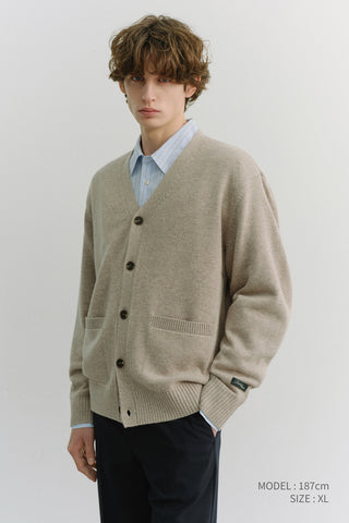 UNISEX BOYFRIEND KNIT CARDIGAN OATMEAL BEIGE