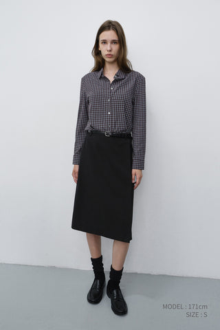 ESSENTIAL SLIM CHECKED SHIRT BROWN