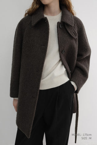 BELTED HALF COAT BROWN