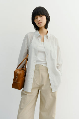 UNISEX CLASSIC STRIPED BD OVERSHIRT CREAM