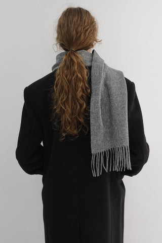 FRINGED CASHMERE MUFFLER MELANGE GREY