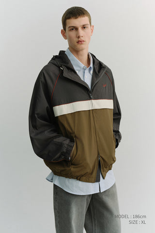 UNISEX BLOCKED WINDBREAKER CHARCOAL GREY
