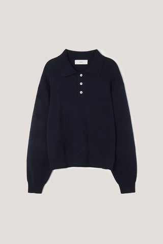 UNISEX CASHMERE COLLARED SWEATER NAVY