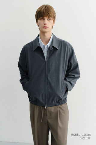 UNISEX COLLARED LIGHT BLOUSON JACKET SMOKY NAVY