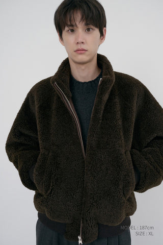 UNISEX BOA FLEECE BLOUSON DARK BROWN