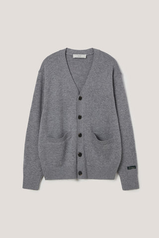 UNISEX BOYFRIEND KNIT CARDIGAN MELANGE GREY