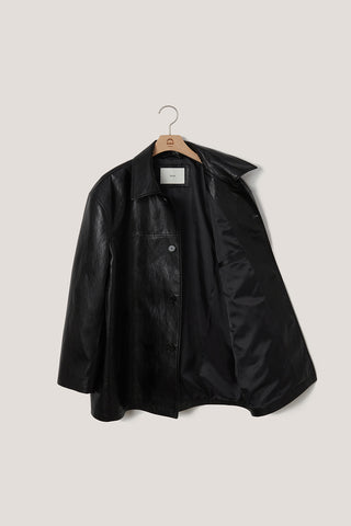 UNISEX ALTER-LEATHER HALF JACKET BLACK